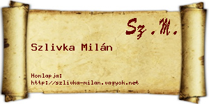 Szlivka Milán névjegykártya