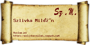 Szlivka Milán névjegykártya